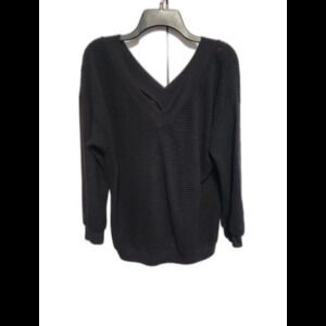 Adreamly Black Waffle Knit Double V-Neck Sweater Sz Large